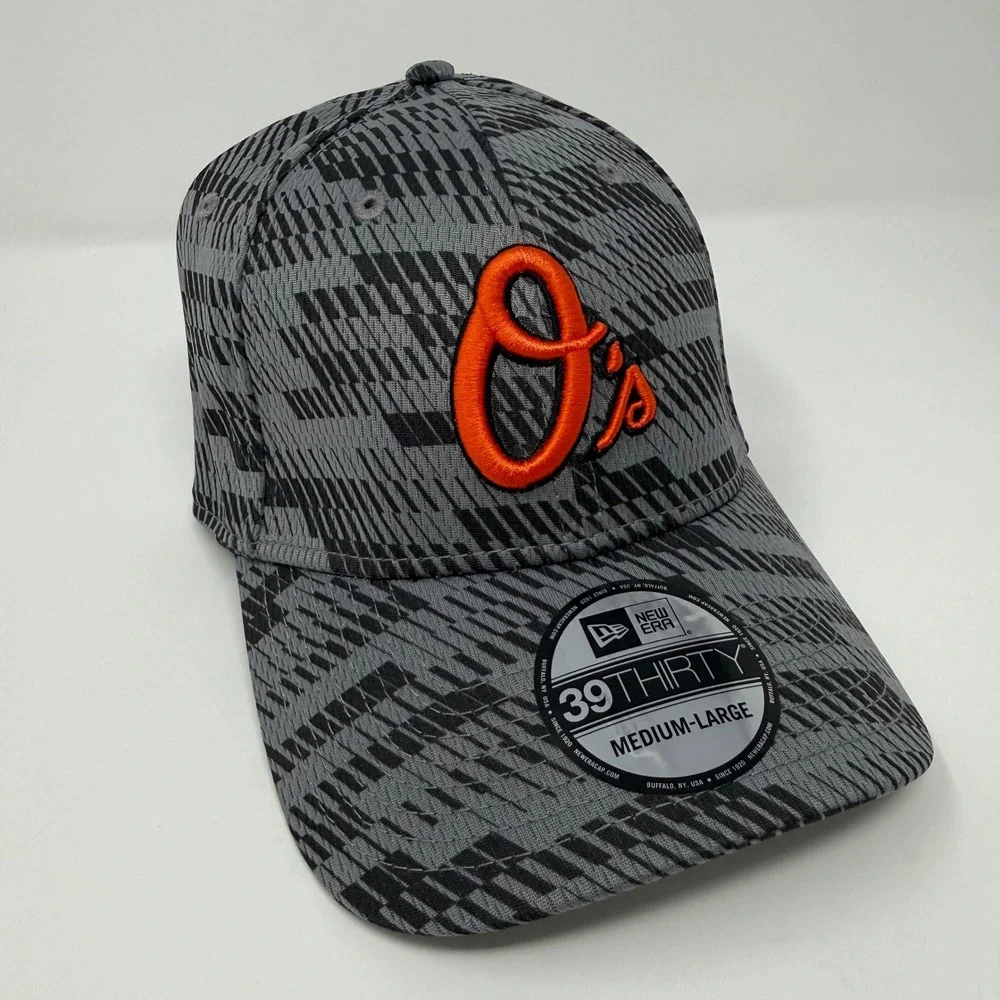 New Era Baltimore Orioles 39THIRTY MLB Baseball Cap Medium Large Gray Orange NEW